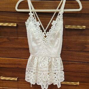 Self-Portrait White Lace Camisole Top
